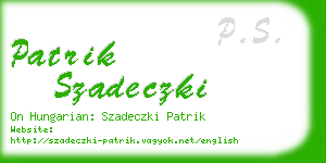 patrik szadeczki business card